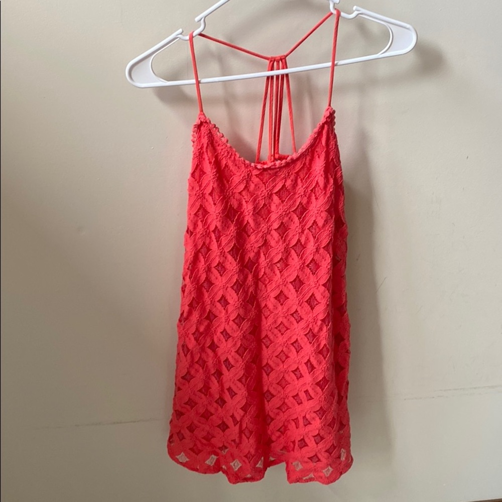 Coral mini dress with racer back